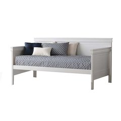 Wooden Twin Daybed with Panel Back and Side Arms in White