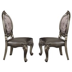 Set of 2 Side Chairs with Nailhead Trim in Silver and Antique Platinum