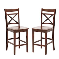 Set of 2 Wooden Counter Height Chair in Cherry