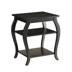 End Table with 2 Lower Shelves in Black