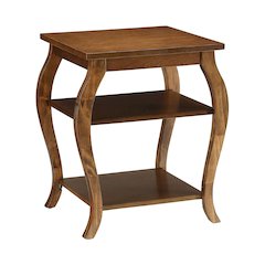 End Table with 2 Lower Shelves in Walnut