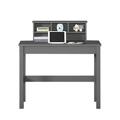 Wooden Writing Desk with Hutch in Grey