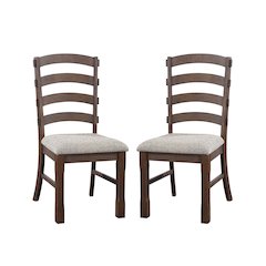 Set of 2 Upholstered Side Chair in Rustic Brown and Gray Finish