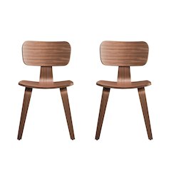 Set of 2 Wooden Side Chairs in Walnut