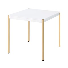 End Table in White and Gold Metal