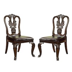 Simple Relax Dining Chair, Brown Cherry/Dark Brown Set of 2