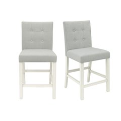Set of 2 Fabric Counter Height Chair in Antique White and Light Gray