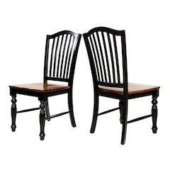 Simple Relax Dining Chair, Black, Antique Oak Set of 2