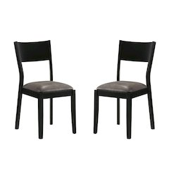 Set of 2 Leatherette Dining Chairs in Black and Gray Finish