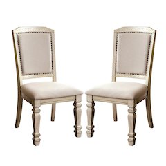 Set of 2 Dining Side Chair in Antique White and Ivory Finish
