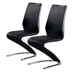 Simple Relax Dining Chair, Black And Chrome Set of 2
