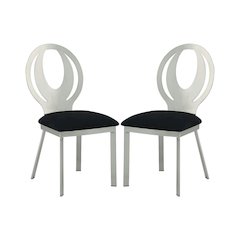 Simple Relax Dining Chair, Silver And Black Set of 2