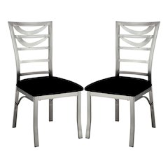 Simple Relax Dining Chair, Silver And Black Set of 2