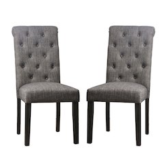 Simple Relax Dining Chair, Antique Black, Gray Set of 2