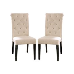 Simple Relax Dining Chair, Antique Black, Ivory Set of 2
