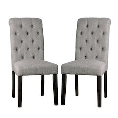 Simple Relax Dining Chair, Antique Black, Light Gray Set of 2