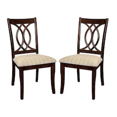 Simple Relax Dining Chair, Brown Cherry,Beige Set of 2