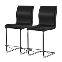Simple Relax Dining Chair, Black,Chrome Set of 2