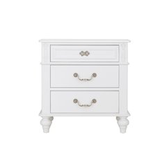 Wooden Dresser Nightstand with 3 Drawers in White Finish