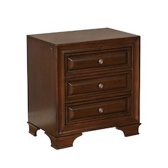 3 Drawers Nightstand in Brown Cherry Finish