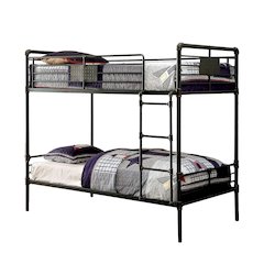 Metal Full Over Full Bunk Bed in Antique Black