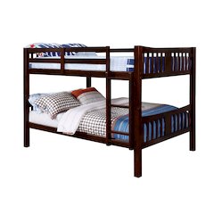 Wooden Full Over Full Bunk Bed in Dark Walnut