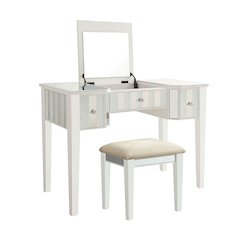Wooden Vanity Set in White Finish