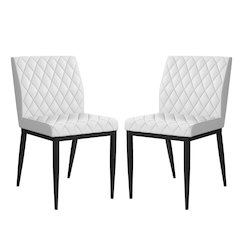 Simple Relax Dining Chair, Black, Ivory Set of 2
