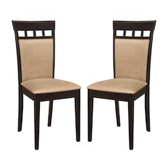Set of 2 Upholstered Back Side Chairs Cappuccino and Tan