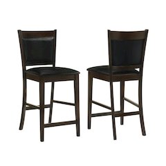 Set of 2 Counter-Height Chair in Black and Espresso