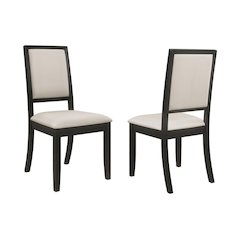 Set of 2 Upholstered Dining Side Chairs Black and Cream