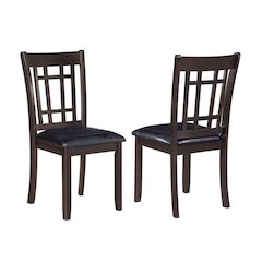 Set of 2 Dining Chairs with Padded Seat in Espresso and Black