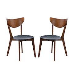 Set of 2 Dining Chairs in Walnut and Black