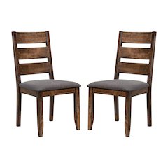 Set of 2 Dining Side Chairs in Knotty Nutmeg and Grey