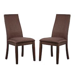 Set of 2 Dining Side Chairs in Cocoa Brown