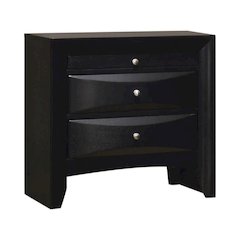 Wood Nightstand with 2 Drawers in Black