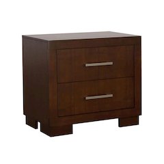 Wood Nightstand with 2 Drawers in Cappuccino