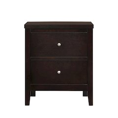 Wood Nightstand with 2 Drawers in Cappuccino