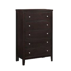 Wood Chest with 5 Drawers in Cappuccino