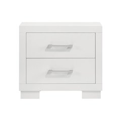 Wood Nightstand with 2 Drawers in White
