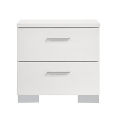 Wood Nightstand with 2 Drawers in Glossy White