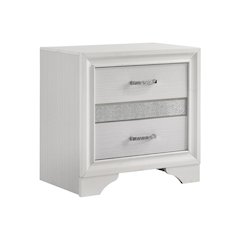 2 Drawers Wooden Nightstand in White