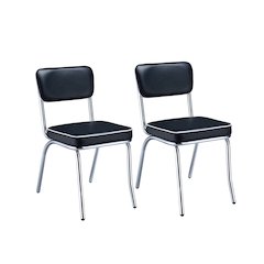 Set of 2 Side Chairs in Black And Chrome