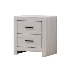 2 Drawers Wood Nightstand in Coastal White