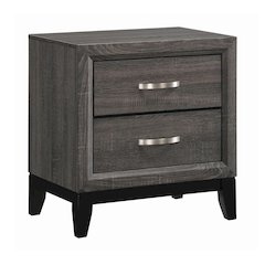 2 Drawers Nightstand in Grey Oak And Black