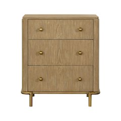 3 Drawers Wood Nightstand with Dual USB Ports in Sand Wash