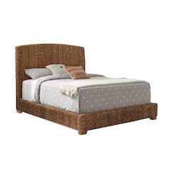 Eastern King Hand-Woven Banana Leaf Bed, Amber