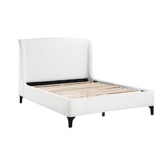 Upholstered Curved Headboard Eastern King Platform Bed in White and Black