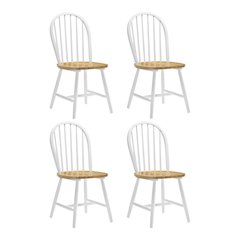 Dining Side Chair with Spindle Back (Set of 4) in Natural and White