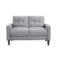 Upholstered Track Arms Tufted Loveseat in Grey and Dark Brown